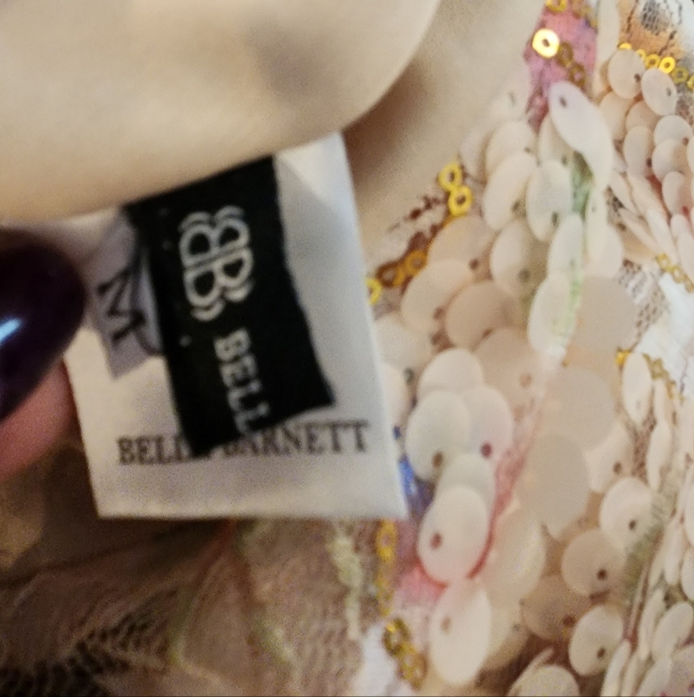 BELLA BERNETT MINI SEQUINS PINK SPARKLY DRESS ADJUSTABLE STRAPS SIZE MEDIUM - Picture 4 of 13